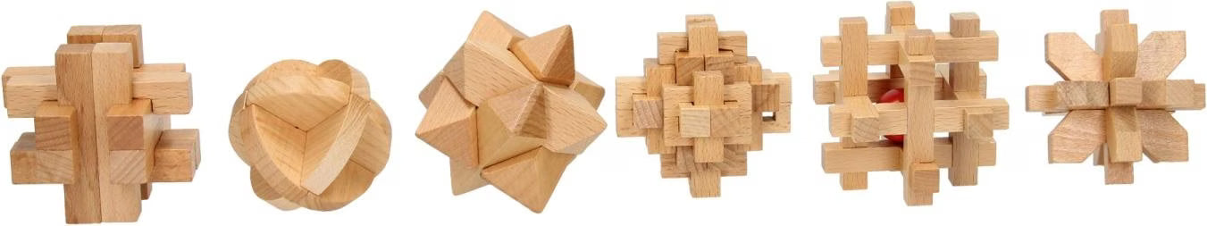 6-Piece Wooden Puzzle Set – Brain Teasers for Kids & Adults