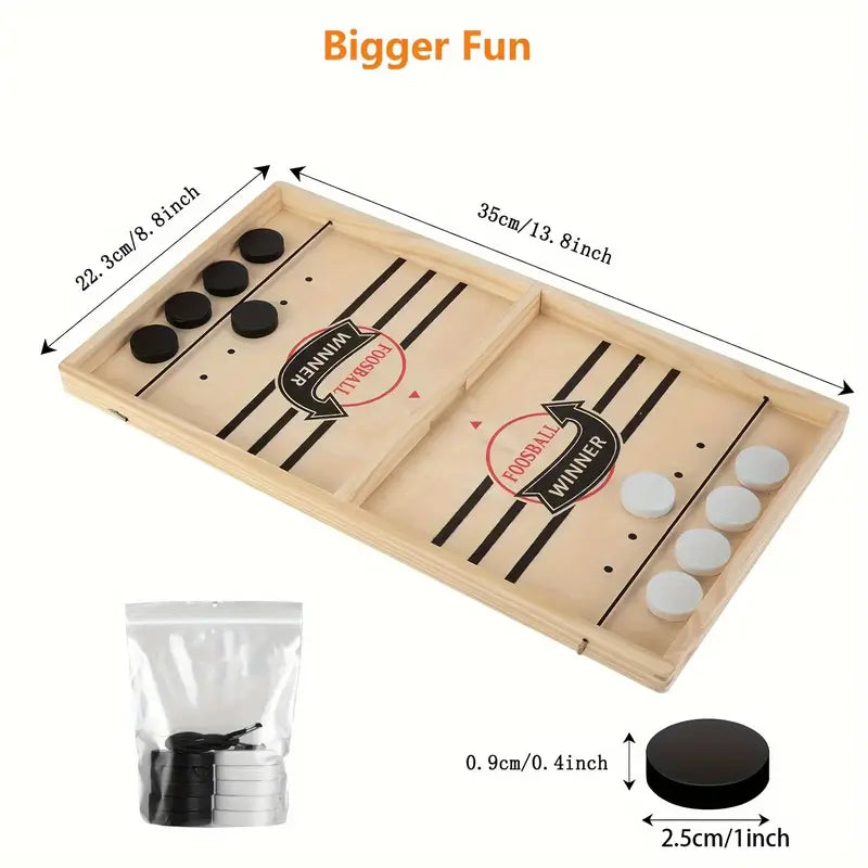Wooden Tabletop Hockey Game – 2-Player Finger Flick Challenge | Family Arcade-Style Fun