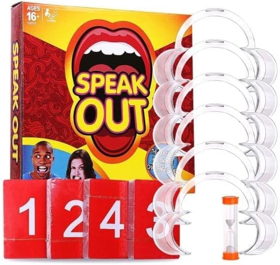 Speak Out – Hilarious Mouthpiece Party Game | Includes 5 Mouthpieces, 200 Double-Sided Cards, Timer & Instructions | Ages 16+ | 4–5 Players