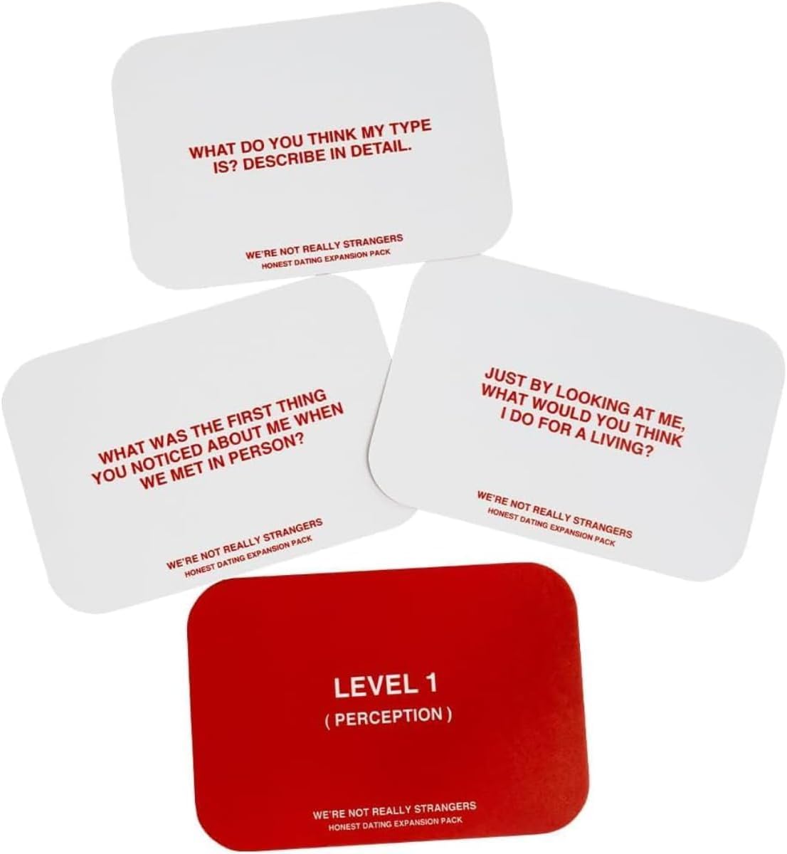 WE'RE NOT REALLY STRANGERS Honest Dating Expansion Pack - 50 Cards & Wildcards - Interactive Adult Card Game & Icebreaker - Relationship Building Game - Fun & Engaging Couples' Activity - Expand Your