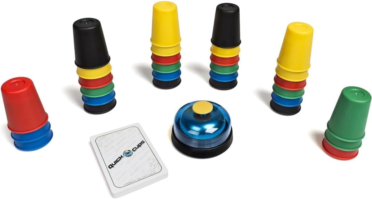 quick cups, play quick cups, quick cups rules, quick cups board game, easy brownie cups, Speed Stacking Game, Parent-Child, Picture Card Game, quick cups bell, Playdate Toys