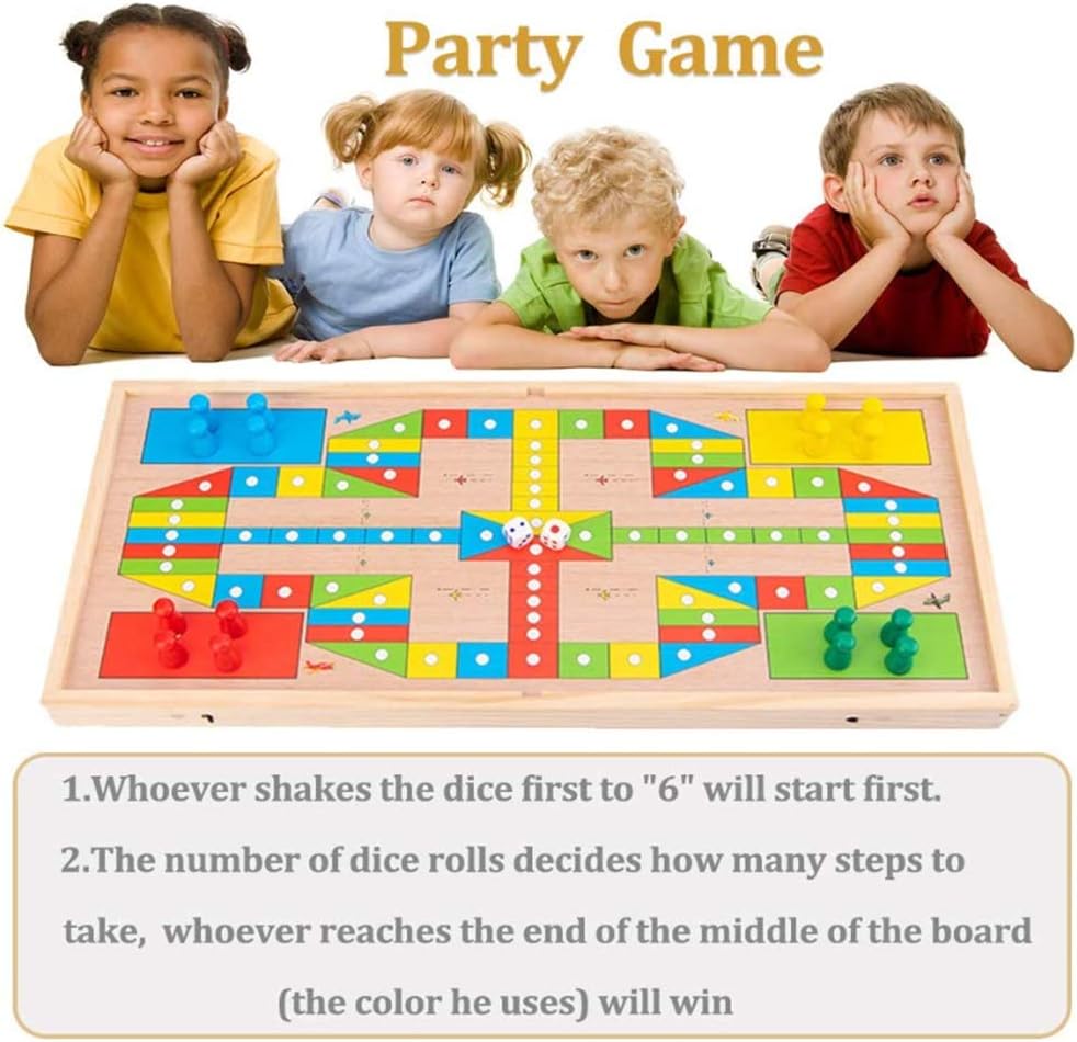 Premium Wooden Table Hockey Game Slingshot Games, Desktop Battle 2 in 1 Ice Board Games, Bouncing Chess Hockey Game, Interactive Table Desktop Battle Party Game for Adults Parent-Child