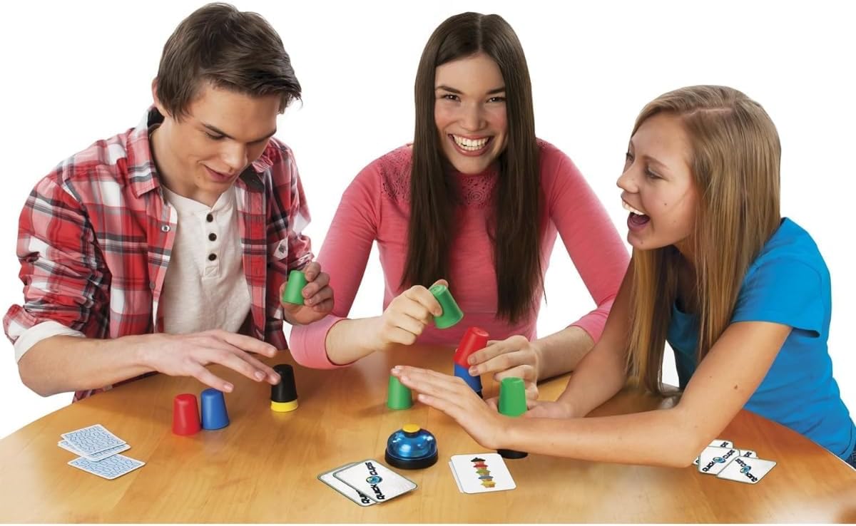 quick cups, play quick cups, quick cups rules, quick cups board game, easy brownie cups, Speed Stacking Game, Parent-Child, Picture Card Game, quick cups bell, Playdate Toys