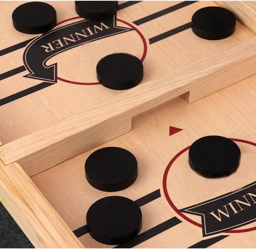 Premium Wooden Table Hockey Game Slingshot Games, Desktop Battle 2 in 1 Ice Board Games, Bouncing Chess Hockey Game, Interactive Table Desktop Battle Party Game for Adults Parent-Child
