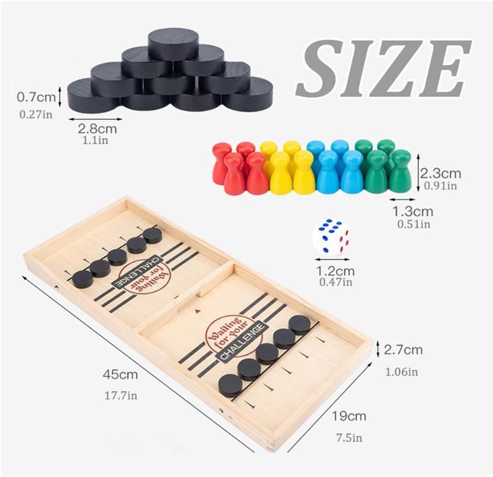 Premium Wooden Table Hockey Game Slingshot Games, Desktop Battle 2 in 1 Ice Board Games, Bouncing Chess Hockey Game, Interactive Table Desktop Battle Party Game for Adults Parent-Child