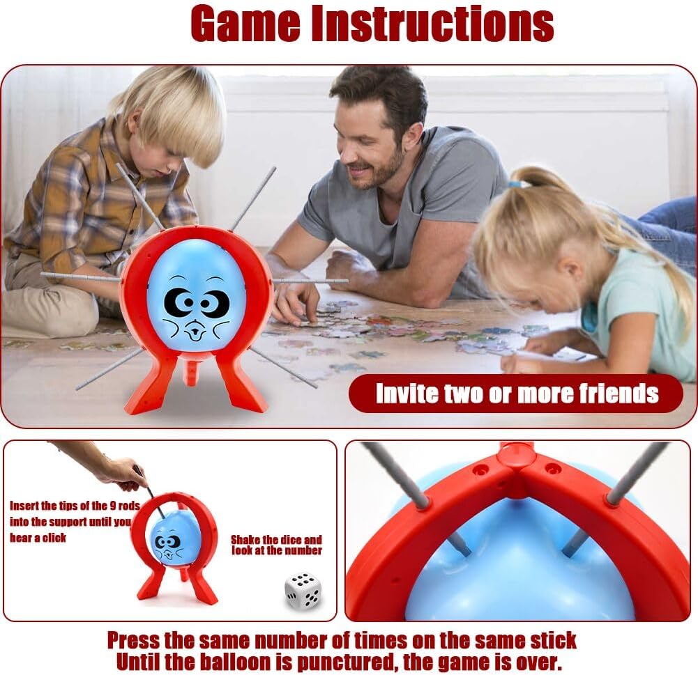 Gcffom Balloon Toy Boom, Burst Game Desktop, Balloons Burst Board Game, Interactive, Suitable for Parties, Holidays, Birthday Parties, Friends and Family Interactions