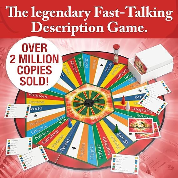 Articulate! – The Fast-Talking Word Guessing Game | Hilarious Family & Party Board Game | Ages 12+, 4–20+ Players | 500 Cards + Spinner