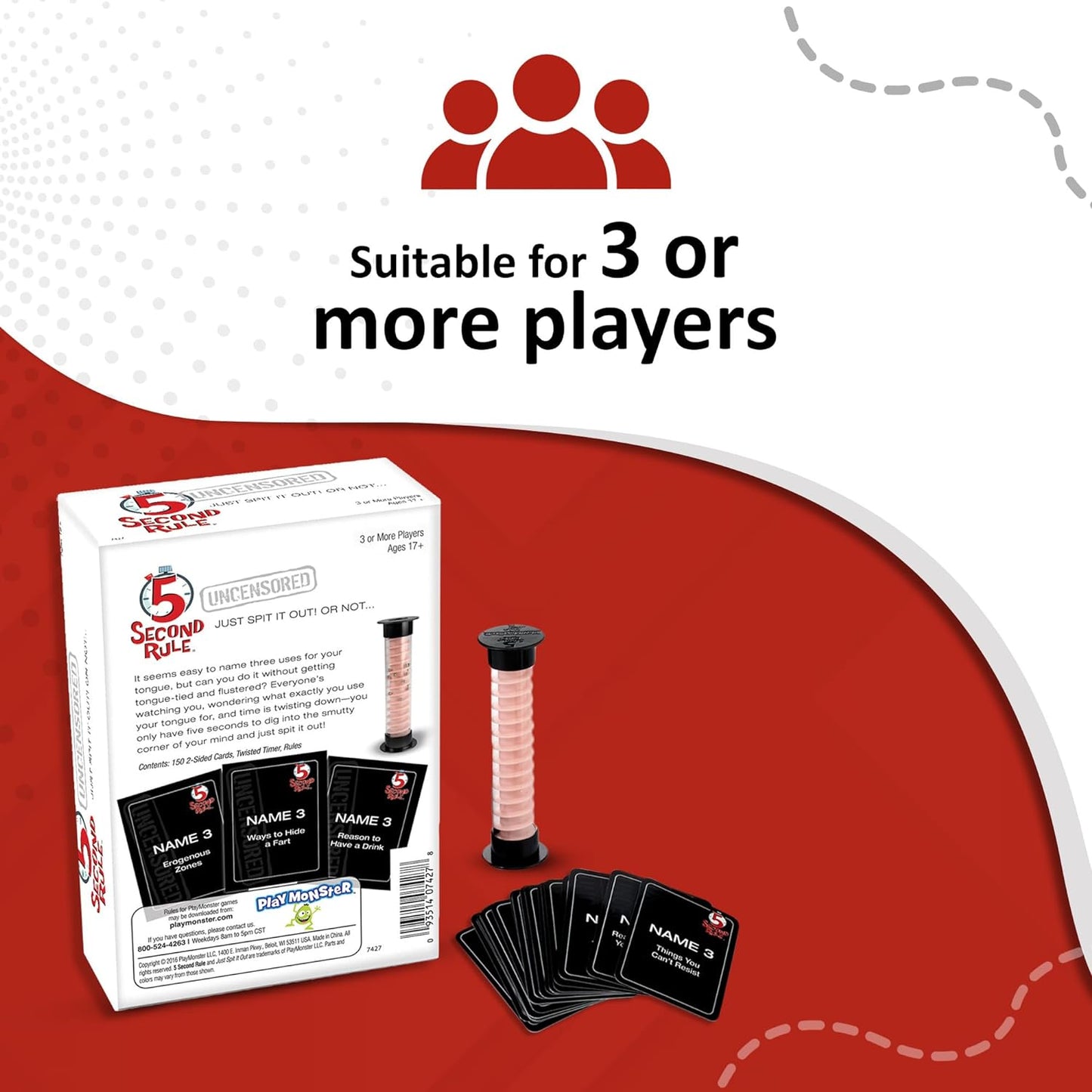Playmonster 5 Second Rule Uncensored - Just Spit It Out... Or Not - Quick Thinking Party Game - Adult Humor - Ages 17+