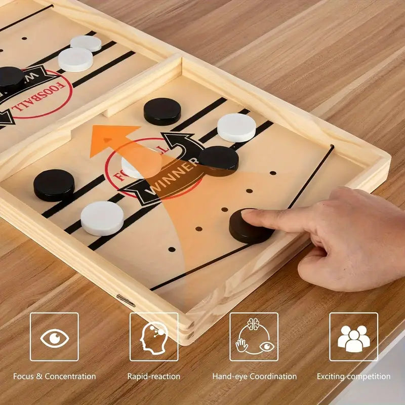 Wooden Tabletop Hockey Game – 2-Player Finger Flick Challenge | Family Arcade-Style Fun
