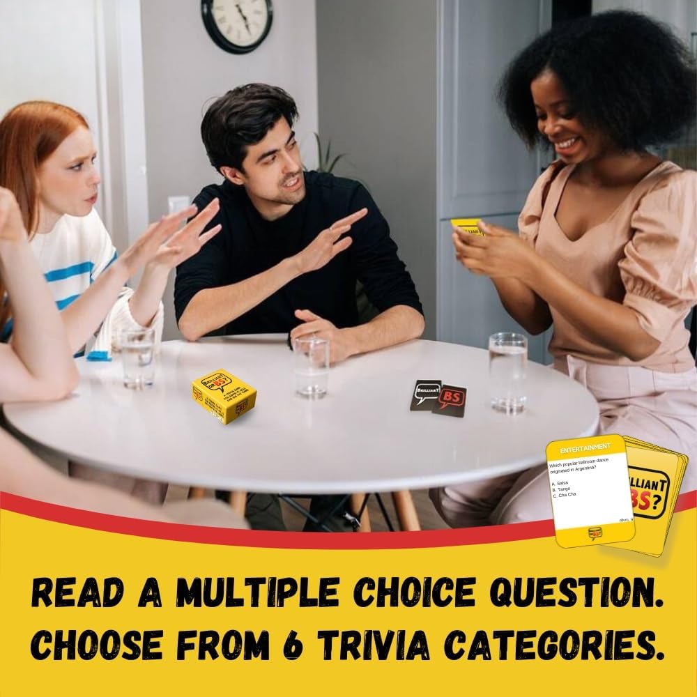 Brilliant or BS? - A Trivia Party Game for Know-It-Alls and Big Fat Liars [Hilarious Bluffing Game for 4-6 Players, Family-Friendly, Ages 14+]