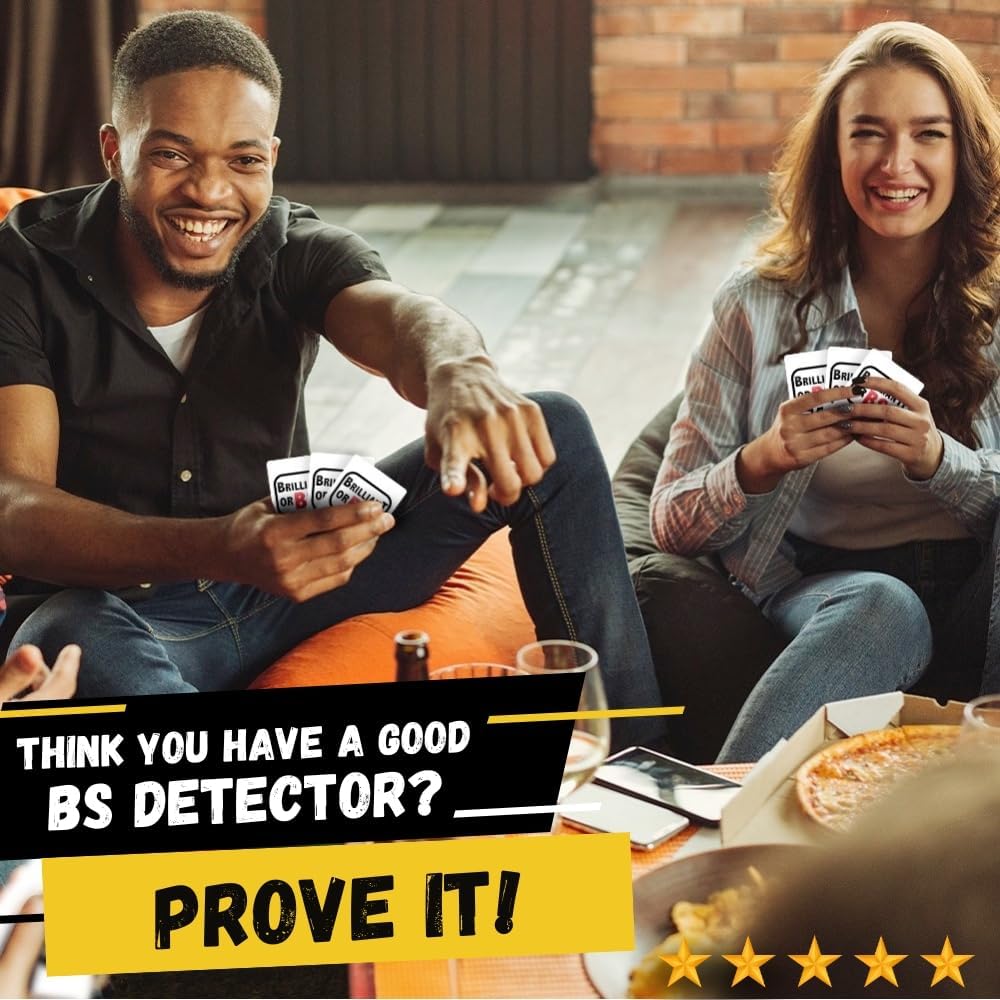Brilliant or BS? - A Trivia Party Game for Know-It-Alls and Big Fat Liars [Hilarious Bluffing Game for 4-6 Players, Family-Friendly, Ages 14+]