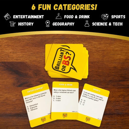 Brilliant or BS? - A Trivia Party Game for Know-It-Alls and Big Fat Liars [Hilarious Bluffing Game for 4-6 Players, Family-Friendly, Ages 14+]