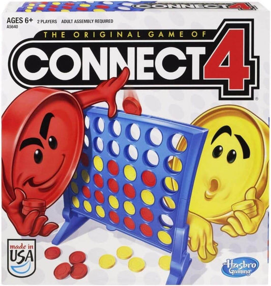 Connect 4 Strategy Board Game for Kids Ages 6 and Up, Classic Disc-Dropping Fun, Includes Grid, Legs, Slider Bar, 21 Red and 21 Yellow Discs, and Instructions, Perfect for Family Game Night