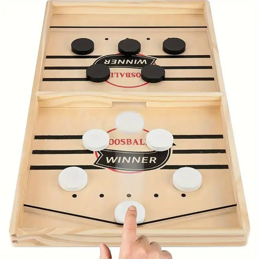 Wooden Tabletop Hockey Game – 2-Player Finger Flick Challenge | Family Arcade-Style Fun